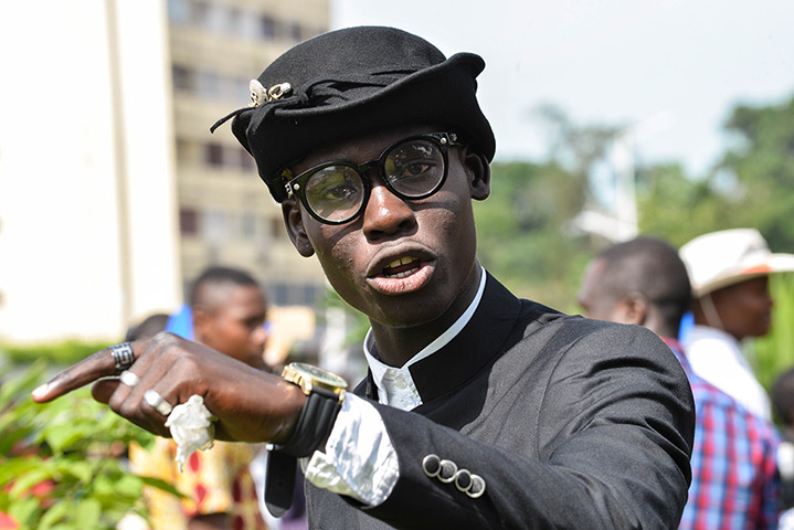 A Sapeur, a member of La Sape movement, in Kinshasa